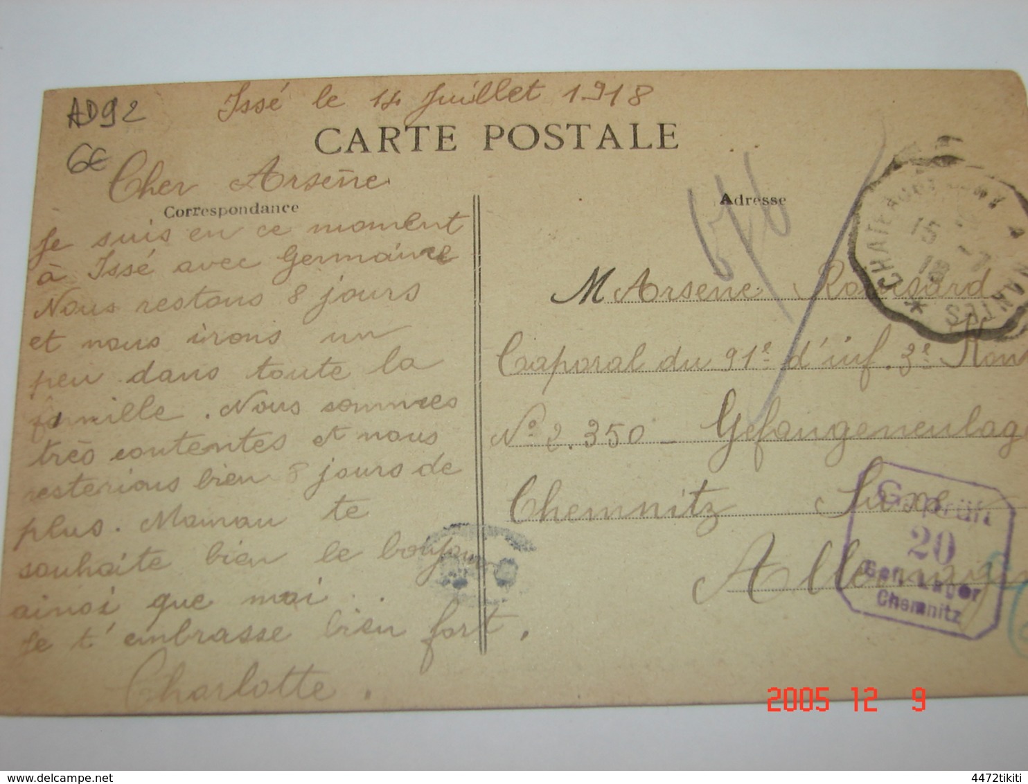 C.P.A.- Issé (44) - Route De Nort - 1918 - SUP (AD92) - Saint-Joachim