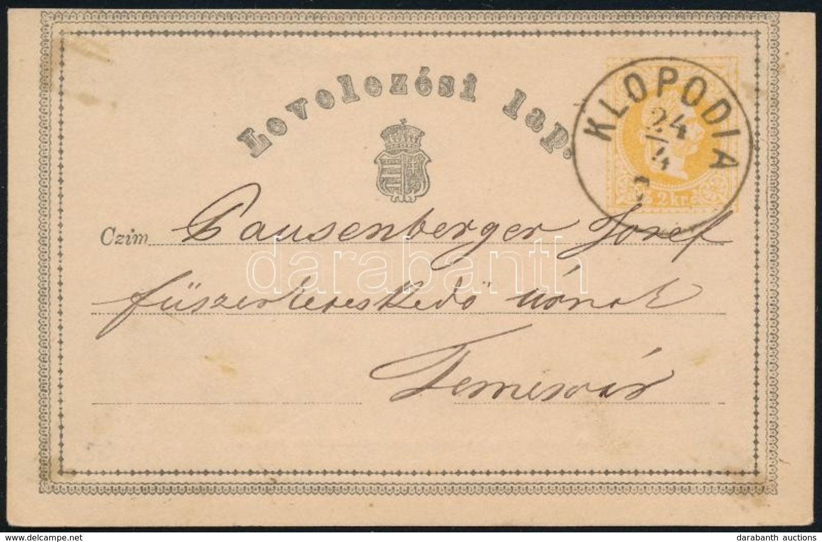 1871 Díjjegyes Levelez?lap / PS-card 'KLOPODIA' - Altri & Non Classificati
