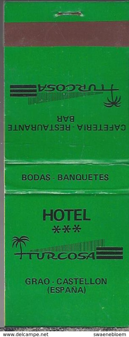 Lucifermapje. HOTEL TURCOSA GRAO - CASTELLON ESPANA. TREBALLADORS DE LA MAR 1. Matchbook. Pochette D'Allumettes - Cajas De Cerillas (fósforos)