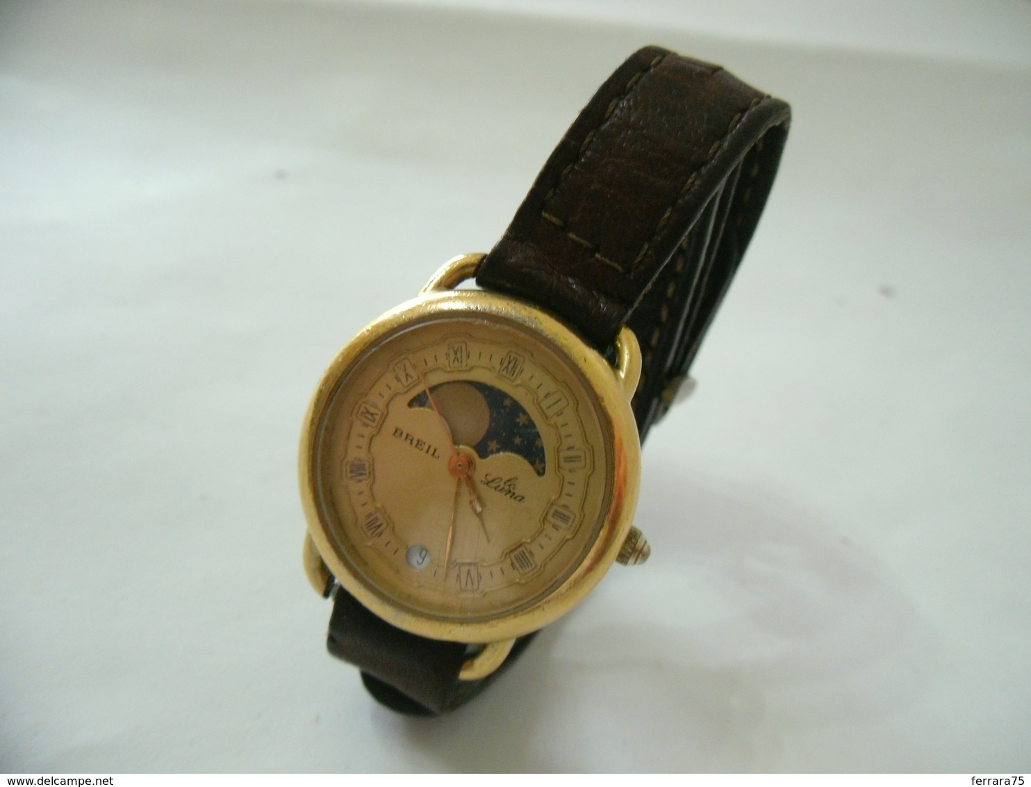 OROLOGIO BREIL LADY LA LUNA FASI LUNARI CON DATARIO QUARTZ SWISS MADE VINTAGE. - Orologi Da Polso