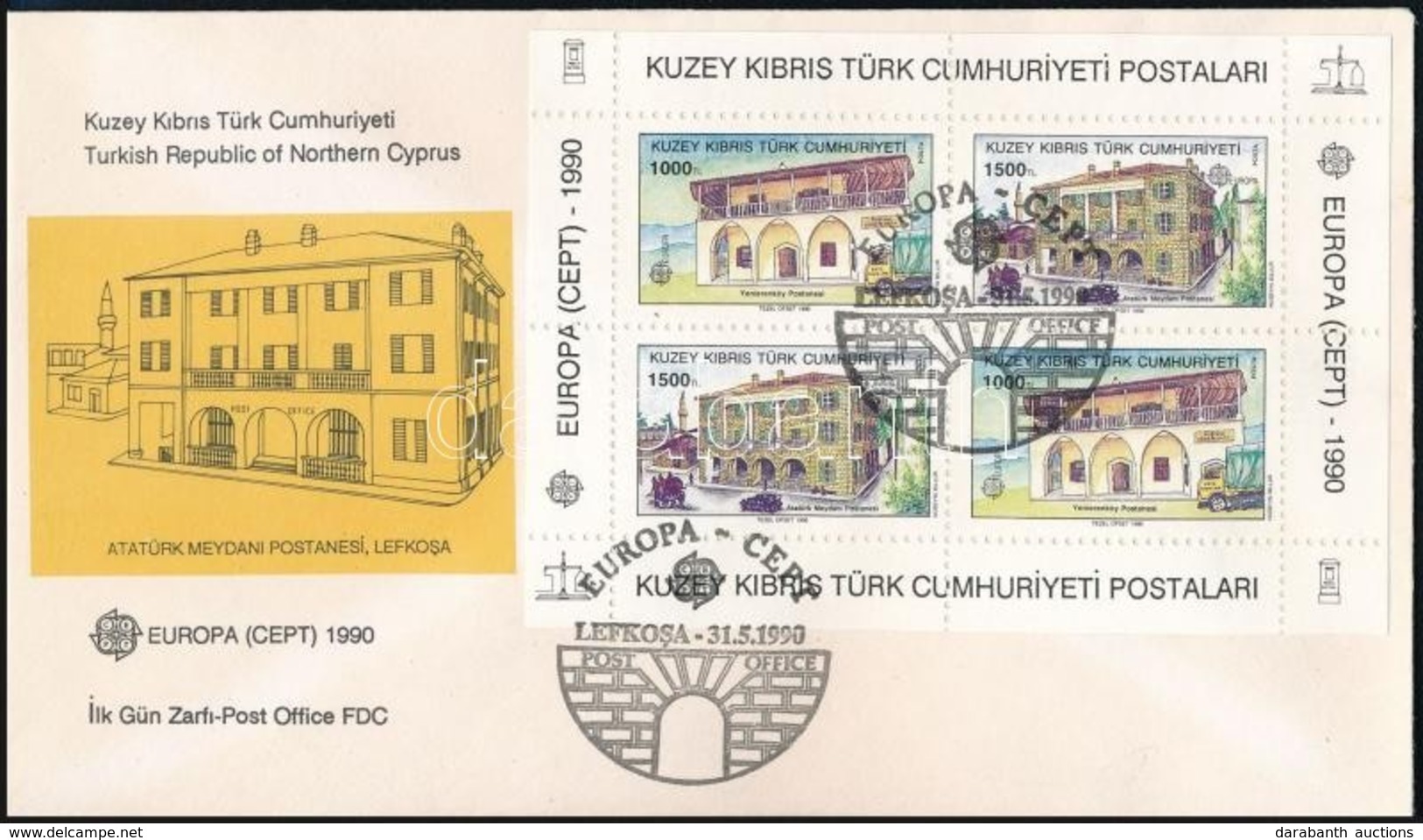 1990 Europa CEPT Blokk Mi 8 FDC-n - Altri & Non Classificati