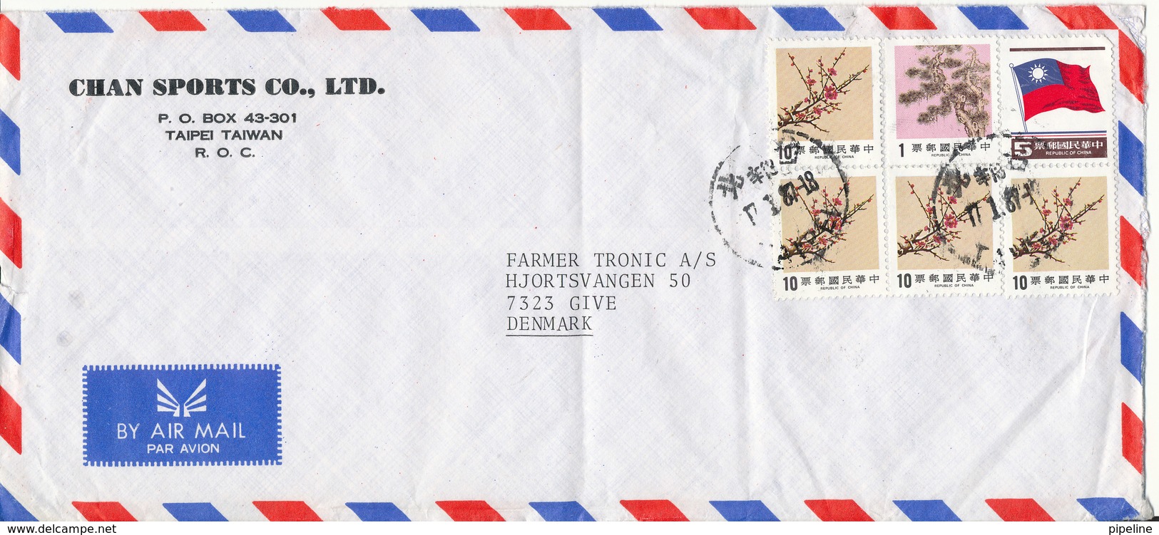 Taiwan Air Mail Cover Sent To Denmark 17-1-1987 With Topic Stamps - Luchtpost