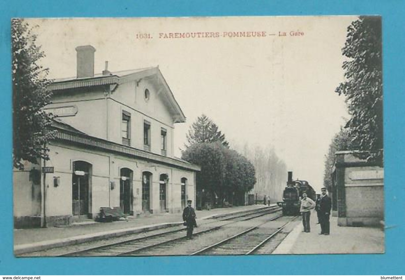 CPA 1631 - Chemin De Fer Arrivée D'un Train En Gare De FAREMOUTIERS-POMMEUSE 77 - Faremoutiers