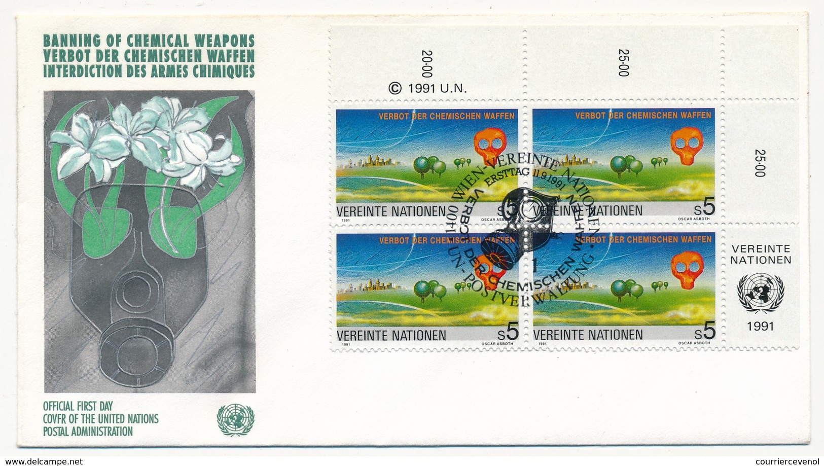 ONU - 2 Enveloppes FDC - Interdiction Des Armes Chimiques - 1991 - FDC