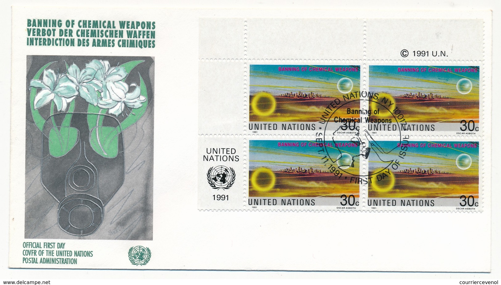 ONU - 2 Enveloppes FDC - Interdiction Des Armes Chimiques - 1991 - FDC