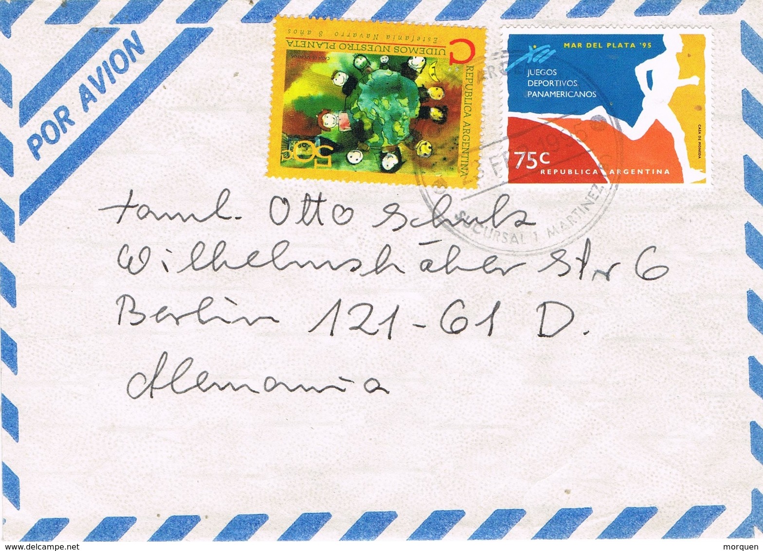 29110. Carta Aerea MARTINEZ (Argentina) 1995 A Germany - Storia Postale