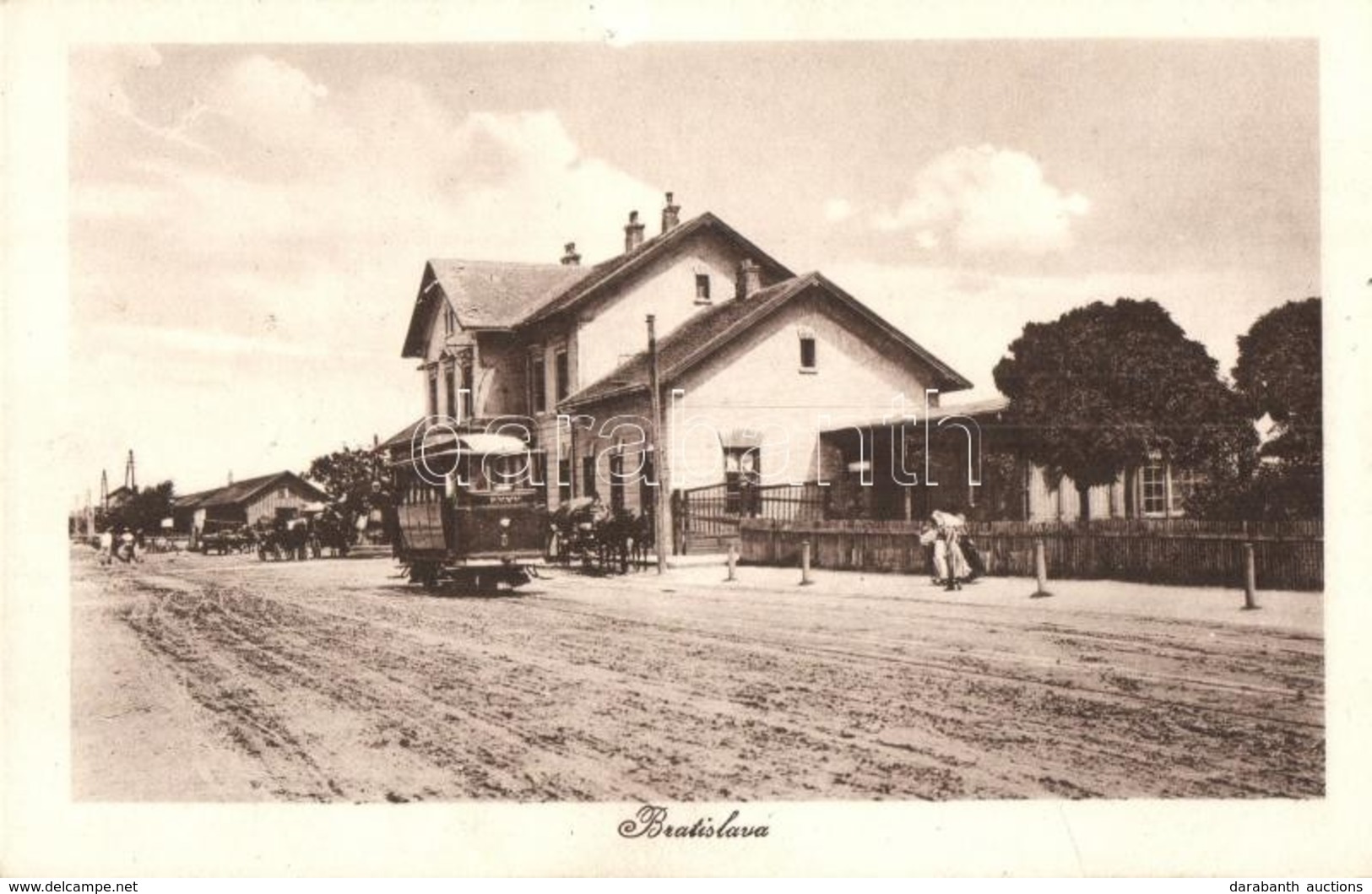 ** T2 Pozsony, Pressburg, Bratislava; Újvárosi Pályaudvar, Vasútállomás, Villamos. M. B. 17. 1923. / Neustadter Bahnhof  - Non Classificati