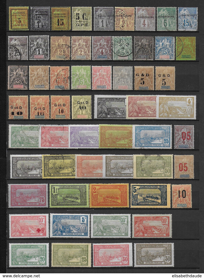 GUADELOUPE - COLLECTION */(*)/Ob TB/QUELQUES RARES AVEC PETITS DEFAUTS ET SERIES SOUVENT INCOMPLETES - COTE = 450 EUR - Unused Stamps