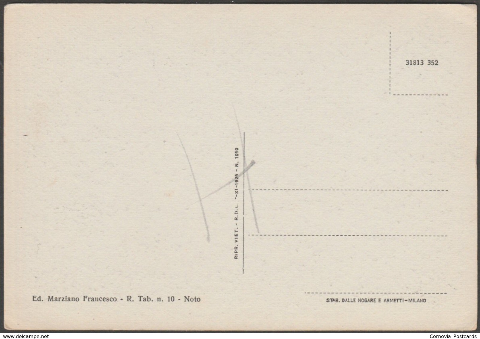 Palazzo S. Alfano E Monumento Ai Caduti, Noto, Sicilia, 1925 - Francesco Cartolina - Other & Unclassified