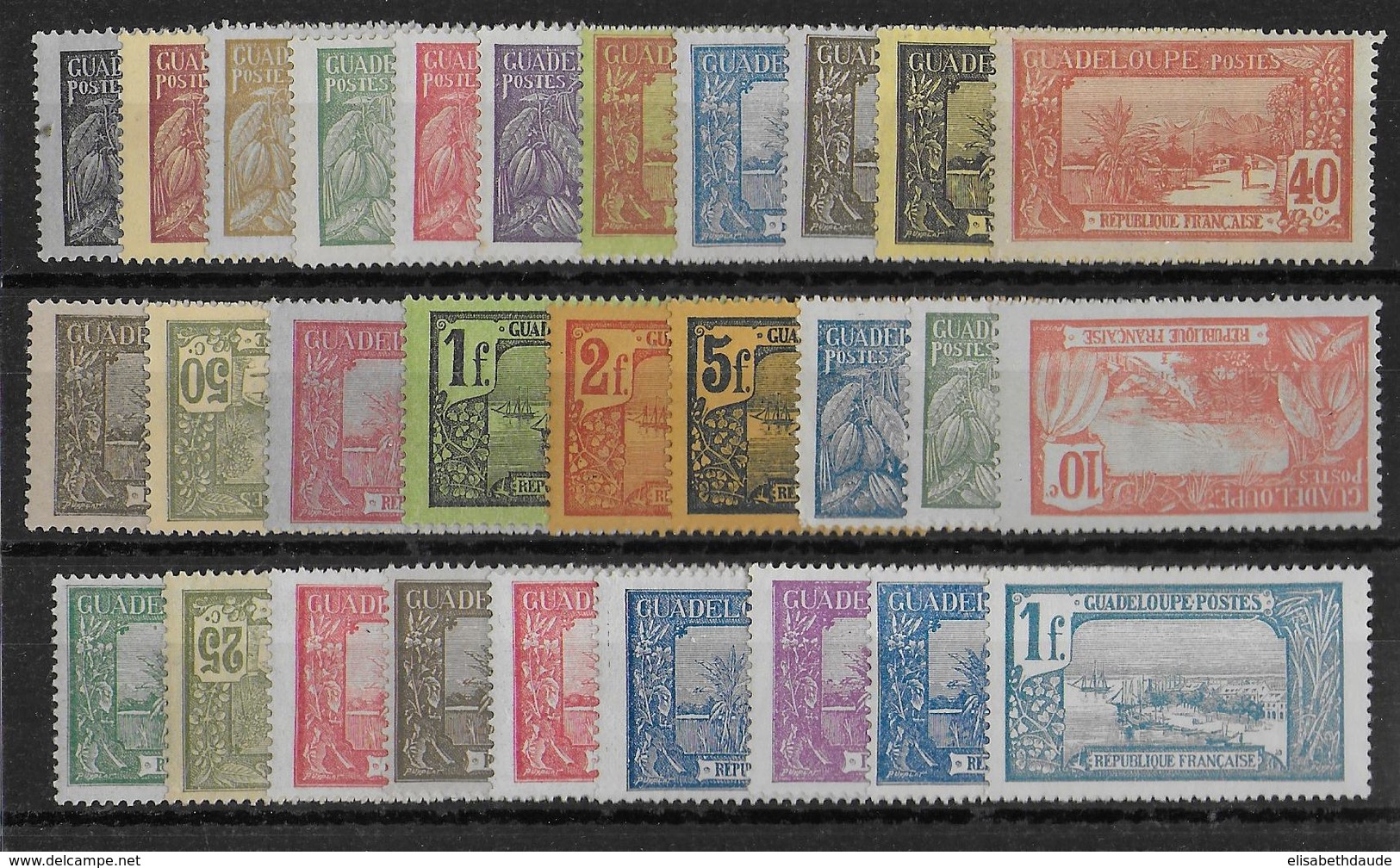 GUADELOUPE - YVERT N°55/71 + 77/88 * CHARNIERE LEGERE (SAUF 67 SANS GOMME ET 79+81 PETITE ADHERENCE) - COTE = 45.5 EUR - Neufs