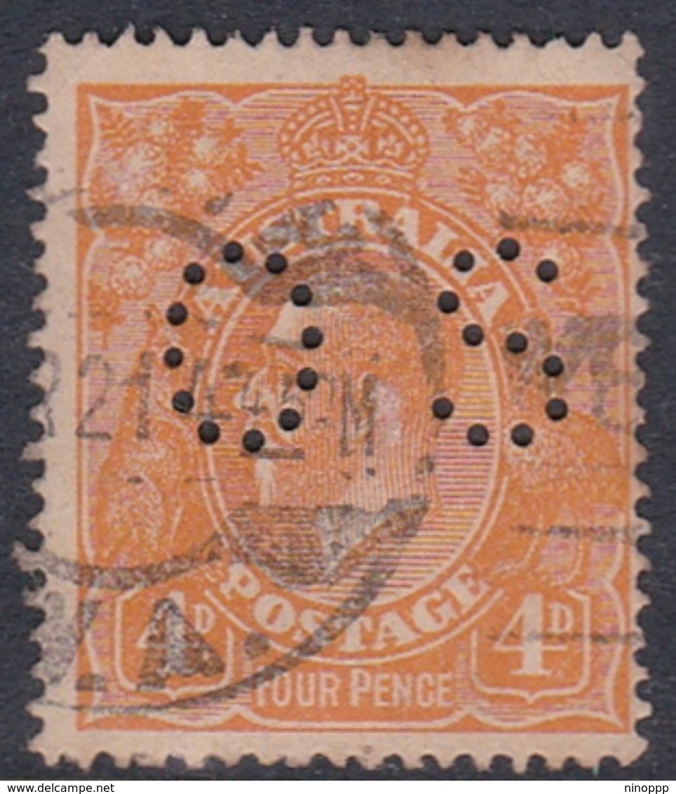 Australia SG O41 1914 King George V,4d Orange,perforated Small OS, Used - Gebruikt