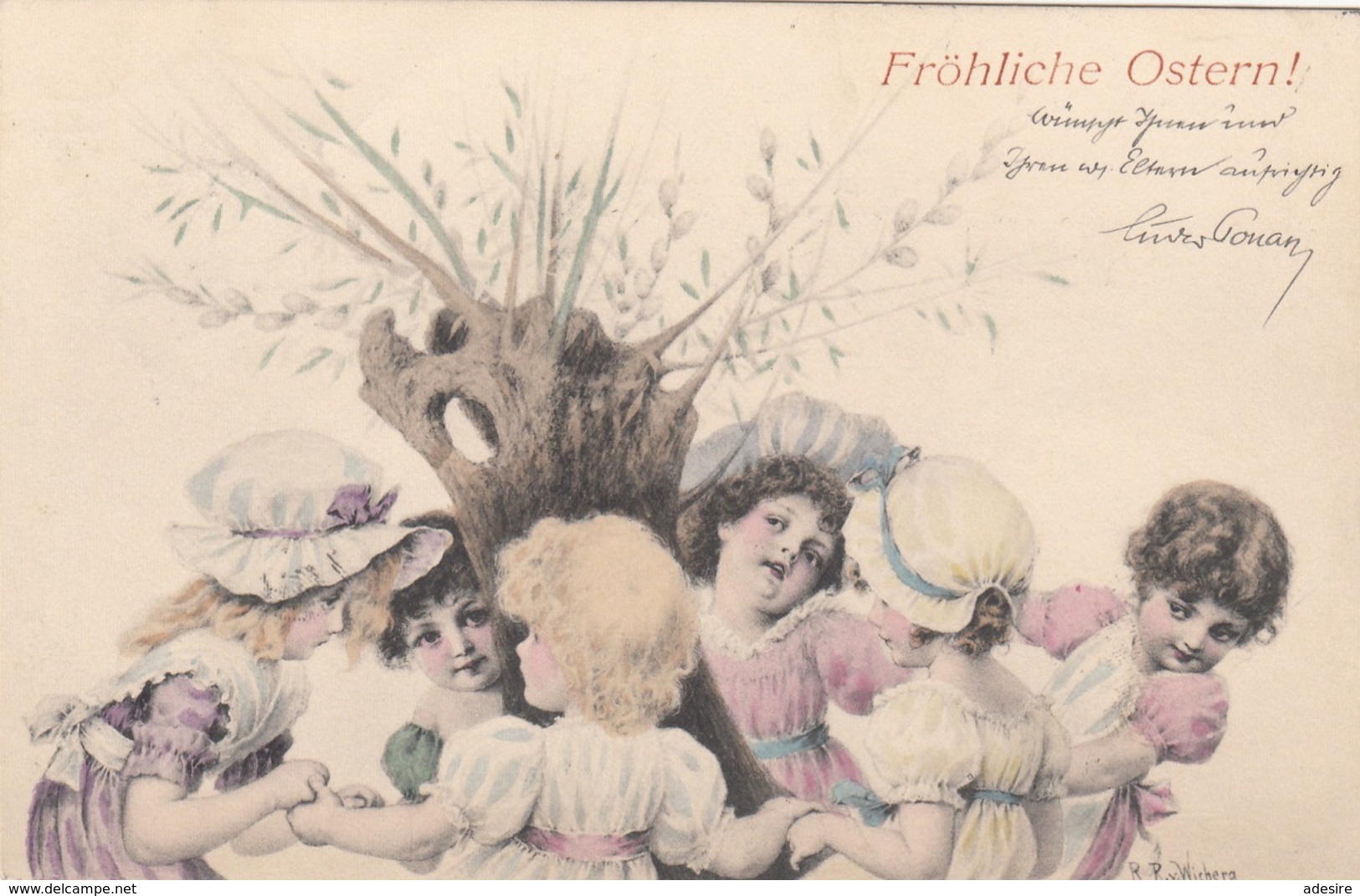 Fröhliche OSTERN - Künstlerkarte Von Von ? Gonan Gel.1902, Gute Erhaltung - Ostern