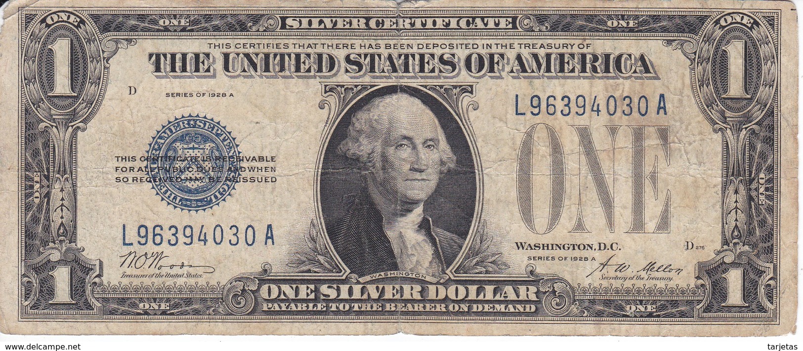 BILLETE DE ESTADOS UNIDOS DE 1 DOLLAR DEL AÑO 1928 A LETRA L-A WASHINGTON  (BANK NOTE) - Federal Reserve Notes (1928-...)