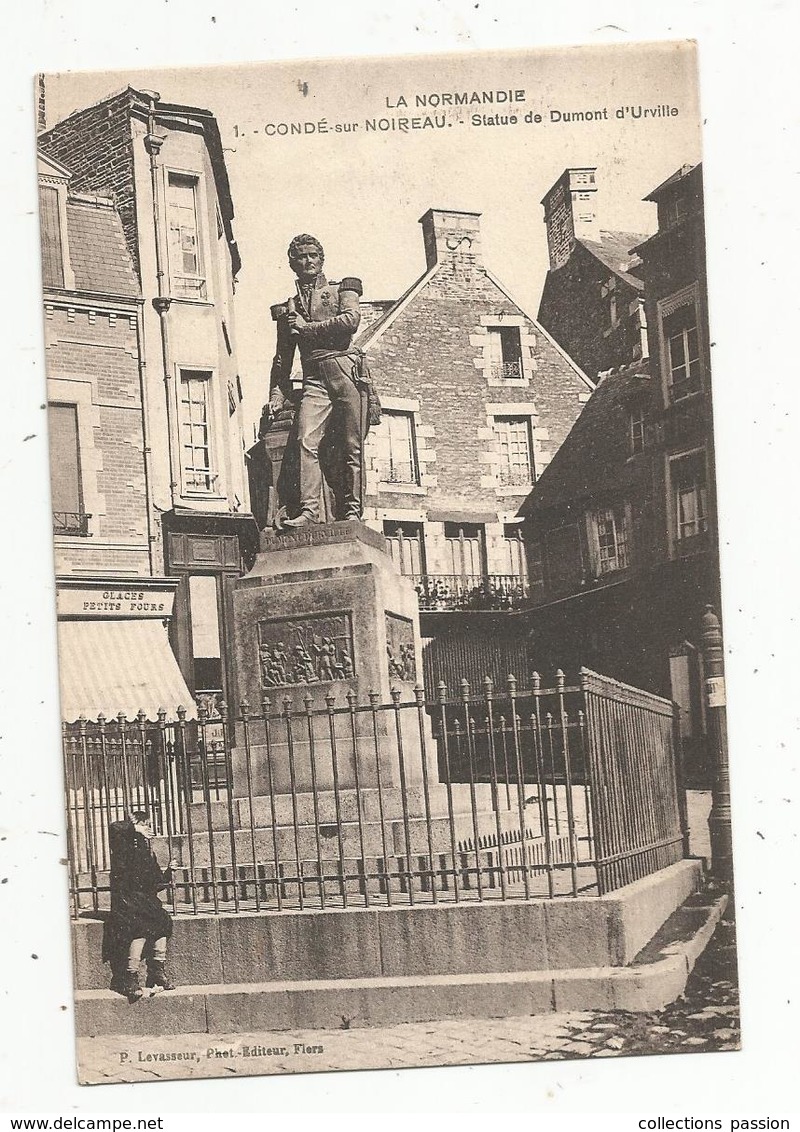 Cp, 14 , CONDE SUR NOIREAU , Statue De Dumont D'Urville , Vierge - Sonstige & Ohne Zuordnung