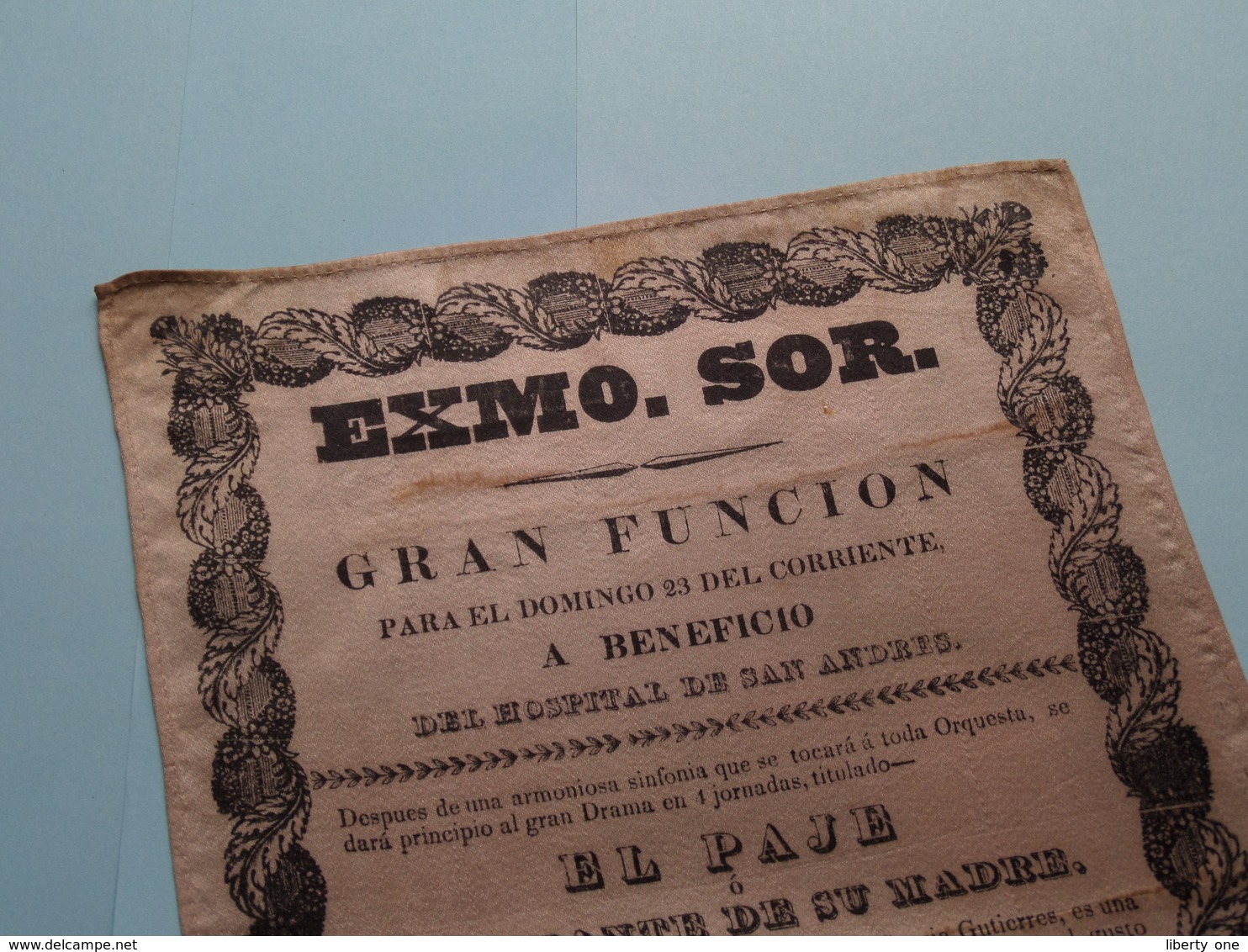 EXMO. SOR. - GRAN FUNCION ( This Object Is In Silk/cotton/soie - Zijde/Katoen ) ( Zie Foto's ) Identify / Identificier ! - Andere & Zonder Classificatie