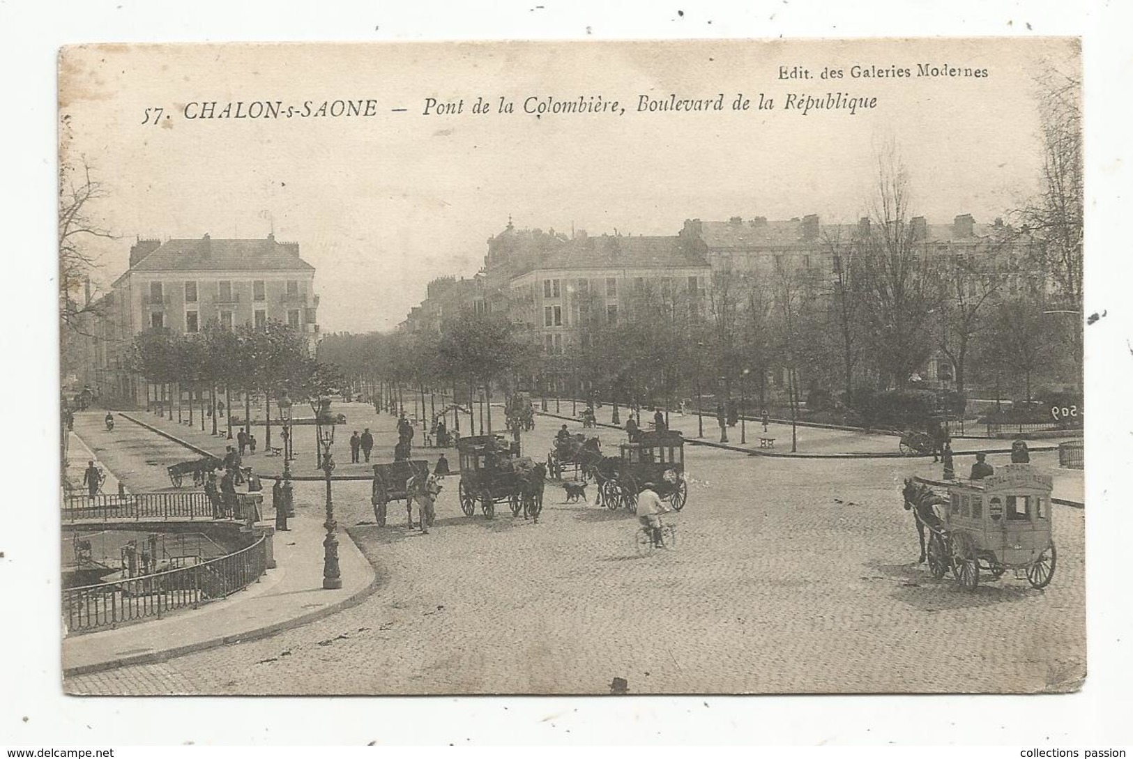 Cp, 71 , CHALON SUR SAONE ,pont De La Colombière , Boulevard  De La République , Voyagée 1914 - Chalon Sur Saone