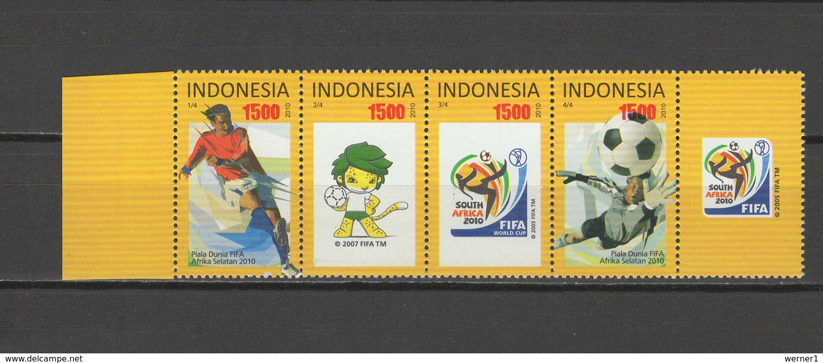 Indonesia 2010 Football Soccer World Cup Set Of 4 MNH - 2010 – Afrique Du Sud
