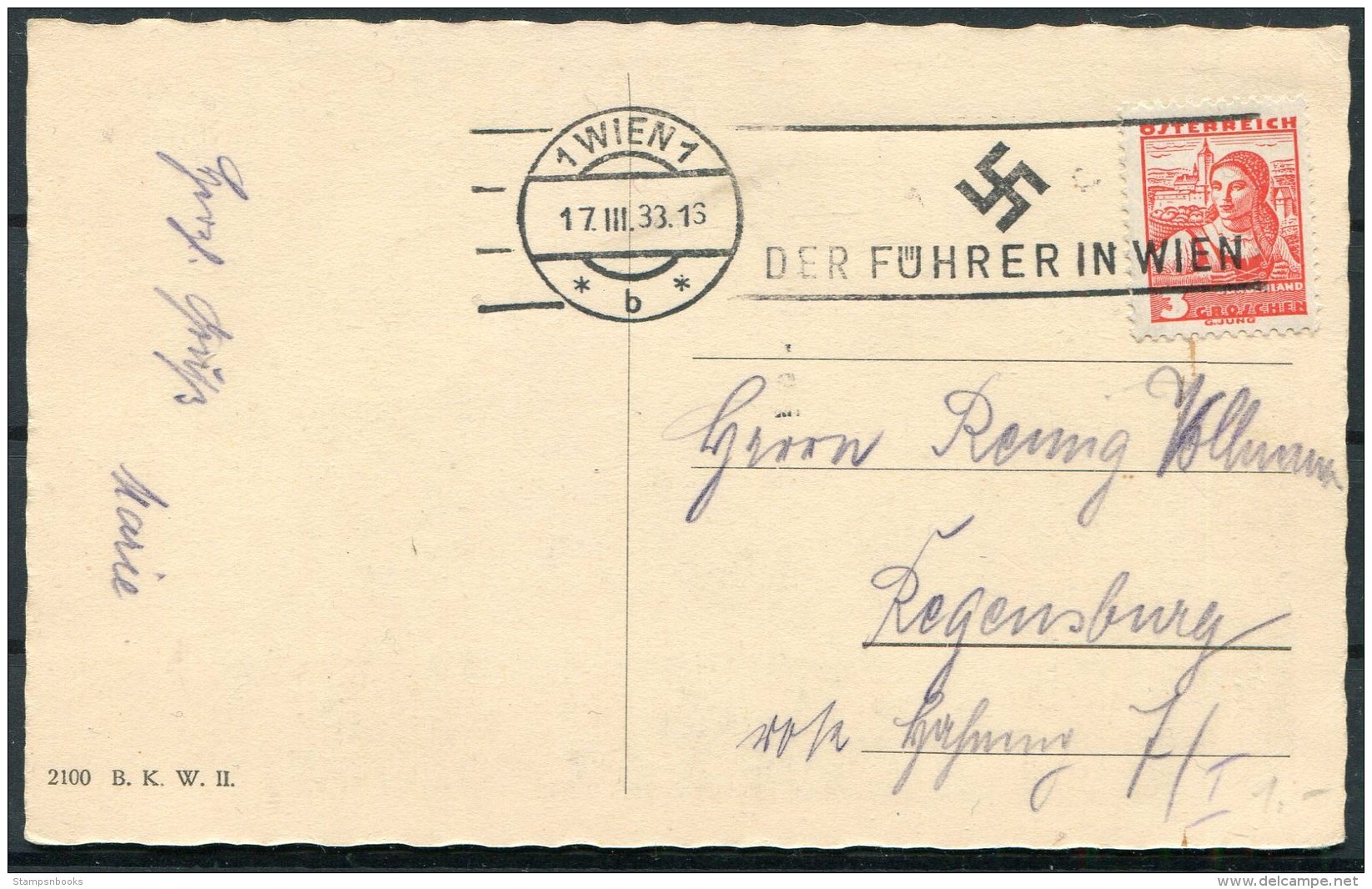 1933 Austria Wien Postcard. Der Fuhrer In Wien - Briefe U. Dokumente