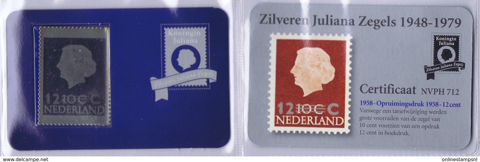 Collectie van 12 zilveren 3d zegels Wilhelmina+Juliqana - NVPH