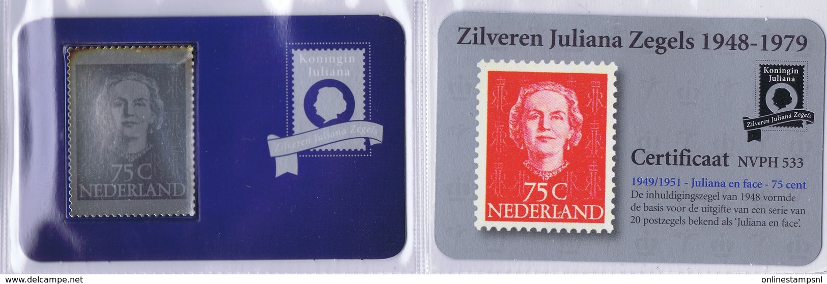 Collectie van 12 zilveren 3d zegels Wilhelmina+Juliqana - NVPH