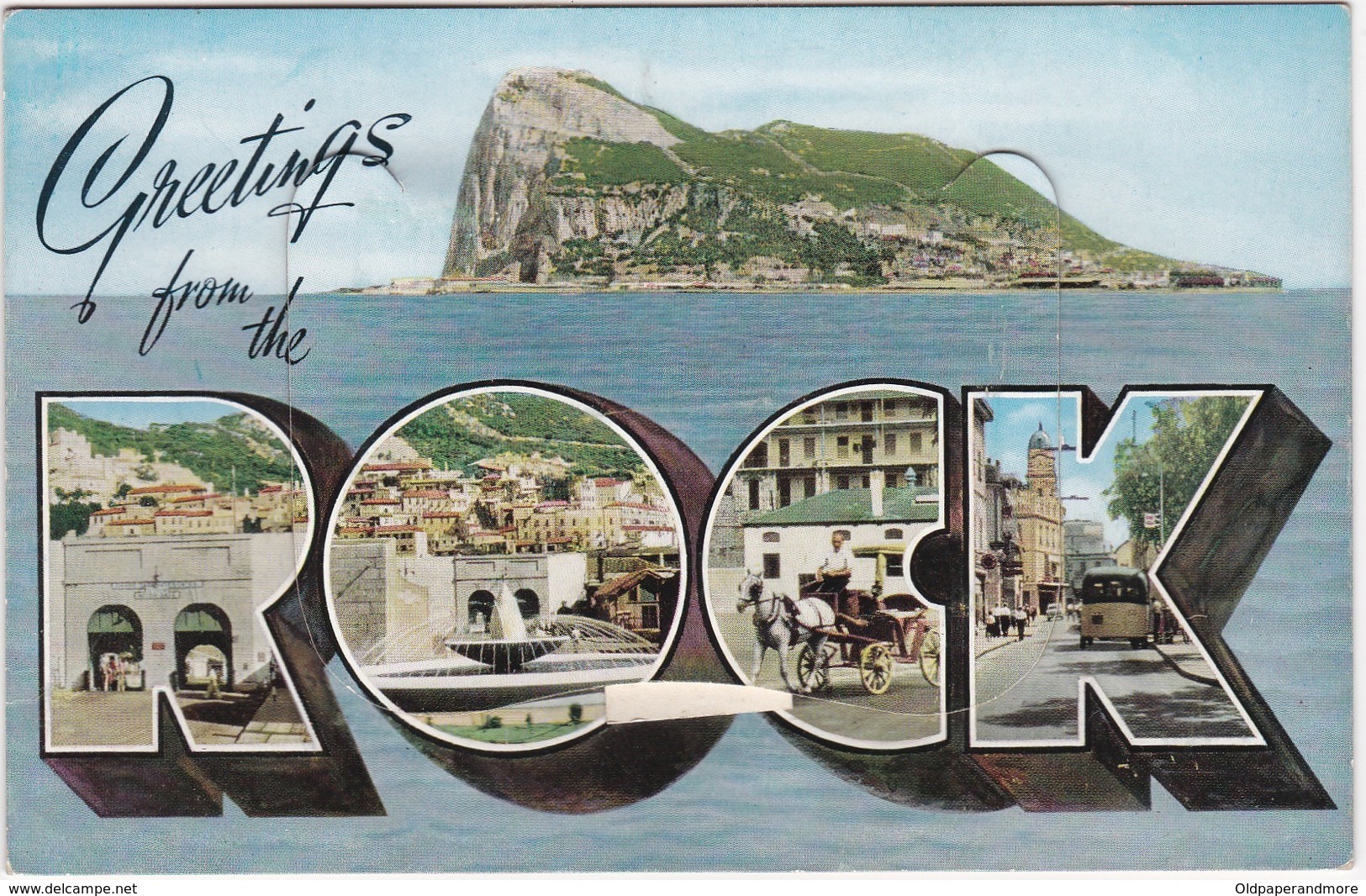POSTCARD  GIBRALTAR - GREETINGS FROM THE ROCK - MECHANICAL W/ VIEWS - Gibilterra