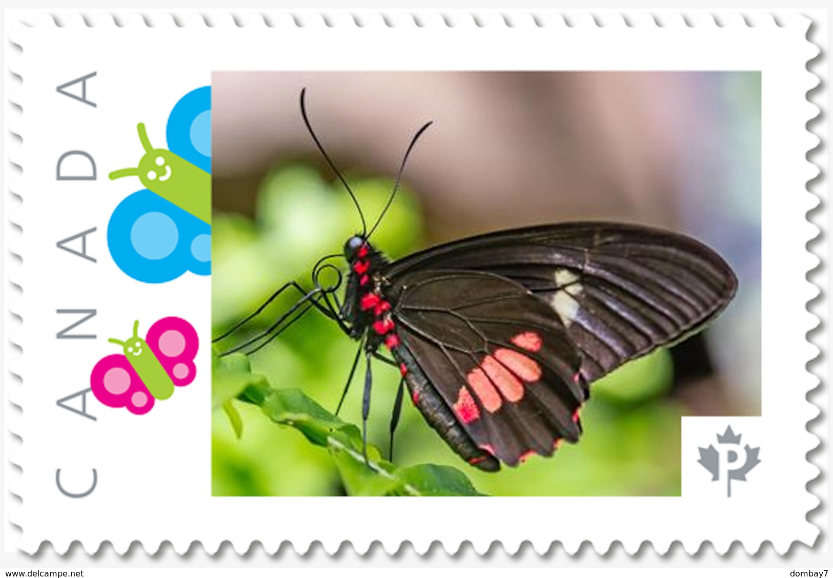 Brown/red BUTTERFLY, PAPILLON, SCHMETTERLING, FARFALLA, MARIPOSA,  MNH Postage Stamp Canada 2018 P18-06sn20 - Papillons