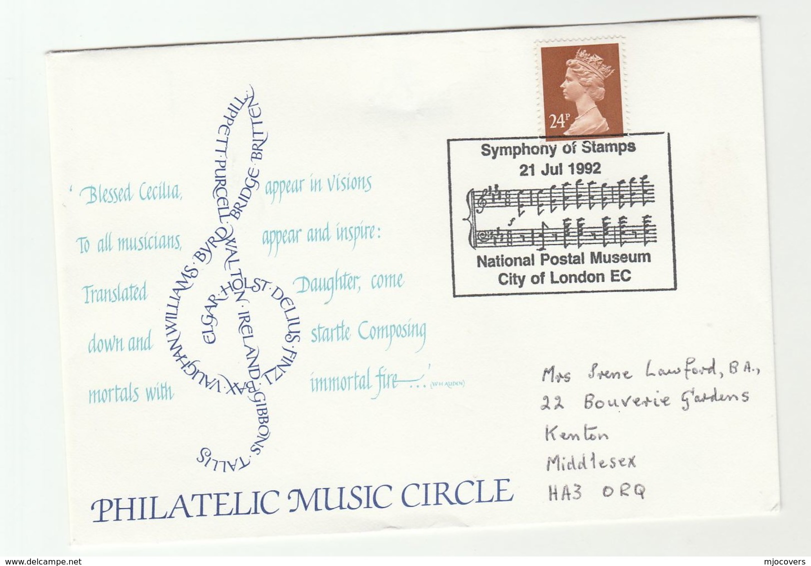 1992 SYMPHONY OF STAMPS MUSIC Event COVER National Postal Museum Gb - Music