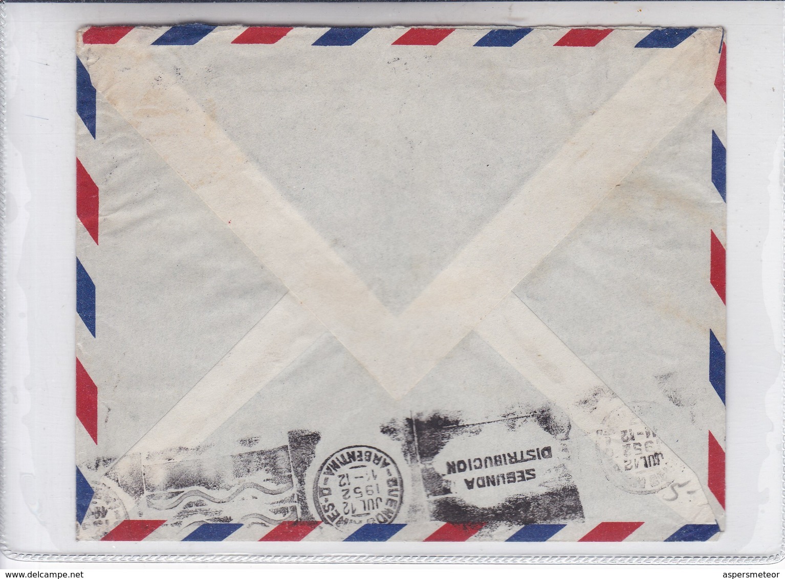 AIRMAIL CIRCULEE FRANCE TO ARGENTINE. OBLITERE GARE DE L'EST 1952. BANDELETA PARLANTE. - BLEUP - 1927-1959 Cartas & Documentos