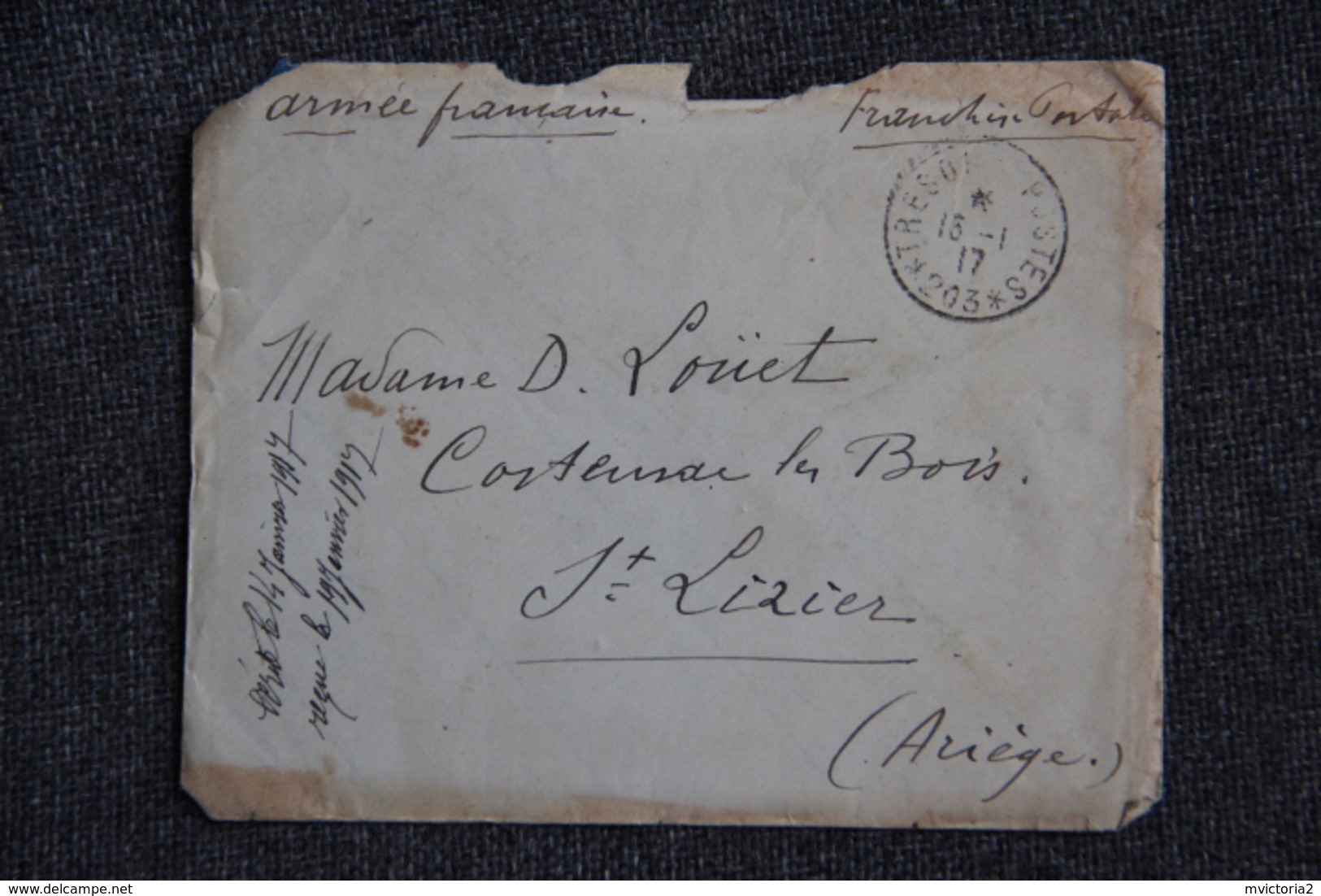 Lettre De L'Armée Francaise En Franchise Postale Du Secteur Postal 203 Vers ST LIZIER - Oorlog 1914-18