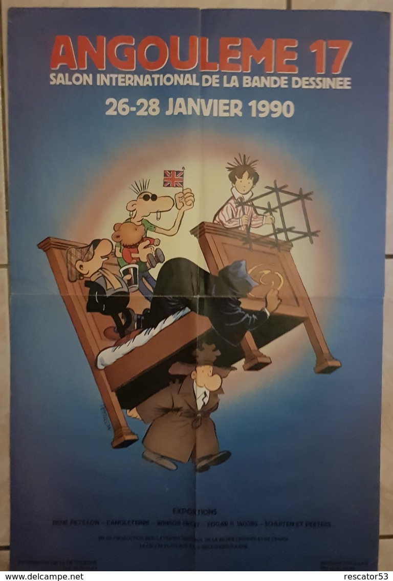 Rare Affiche Petillon 17 ème Festival De La Bd D Angoulême 1990 - Plakate & Offsets