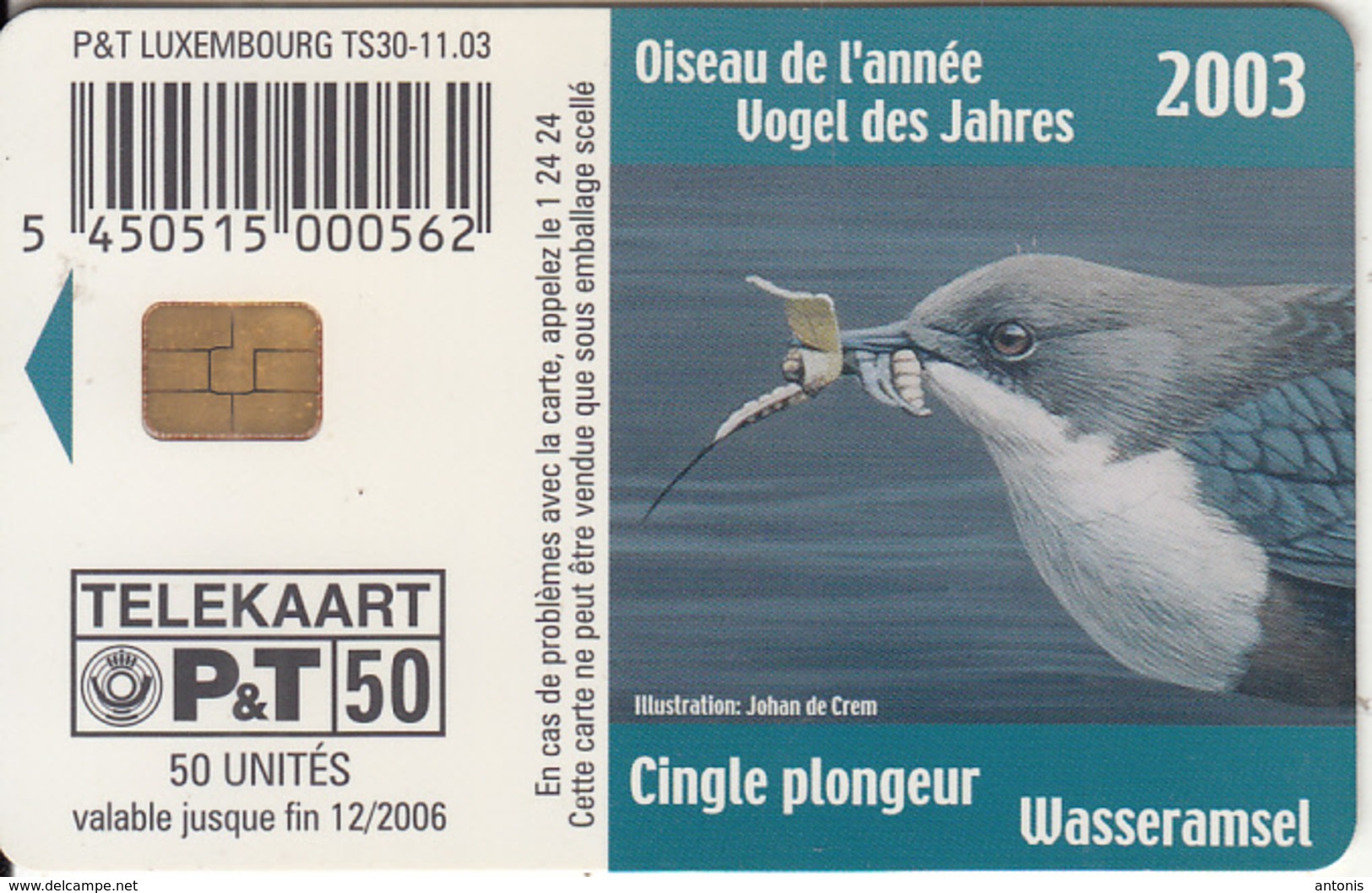 LUXEMBOURG - Bird(TS 30), 11/03, Used - Luxembourg