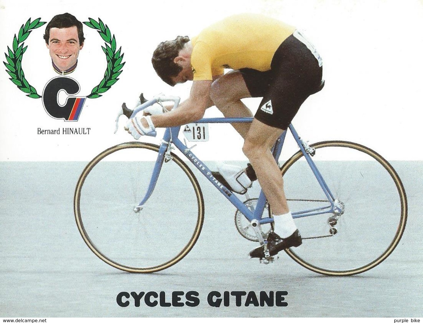 BERNARD HINAULT CYCLES GITANE + PALMARES AU DOS CPM    TTBE Etat - Cycling