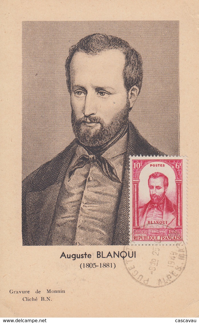 Carte  Maximum  Auguste  BLANQUI    PUGET - THENIERS   1948 - 1940-1949