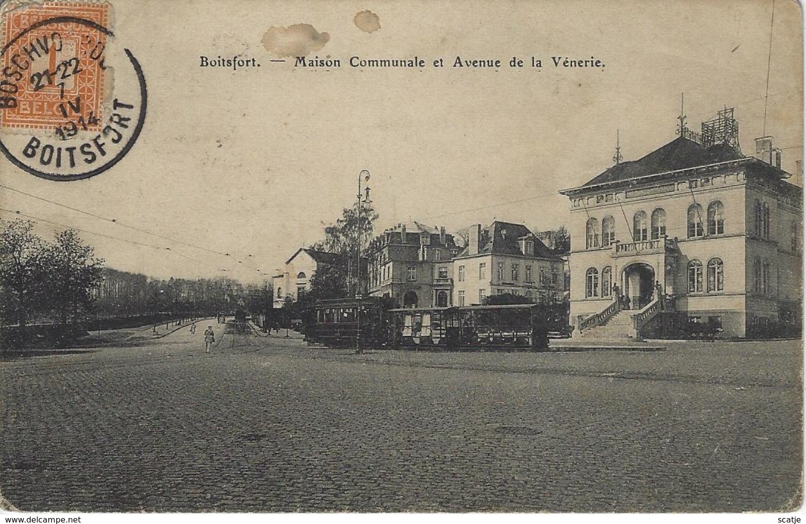 Boitsfort.  -   Maison Communale Et Avenue De La Vénerie   -   1914   -   TRAM - Avenues, Boulevards