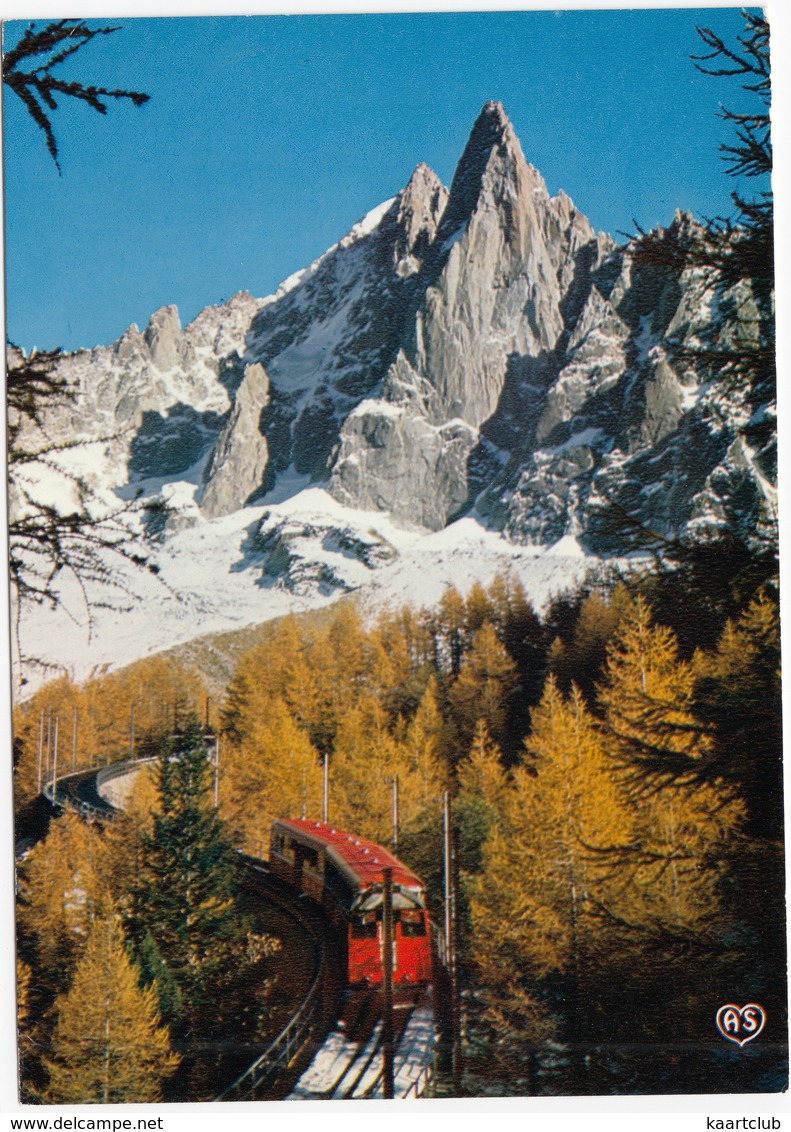 Chamonix - Mont-Blanc - L'Aiguille De Dru 3754 M. Et Le Train Du Montenvers En Automne - (F.) - Treinen