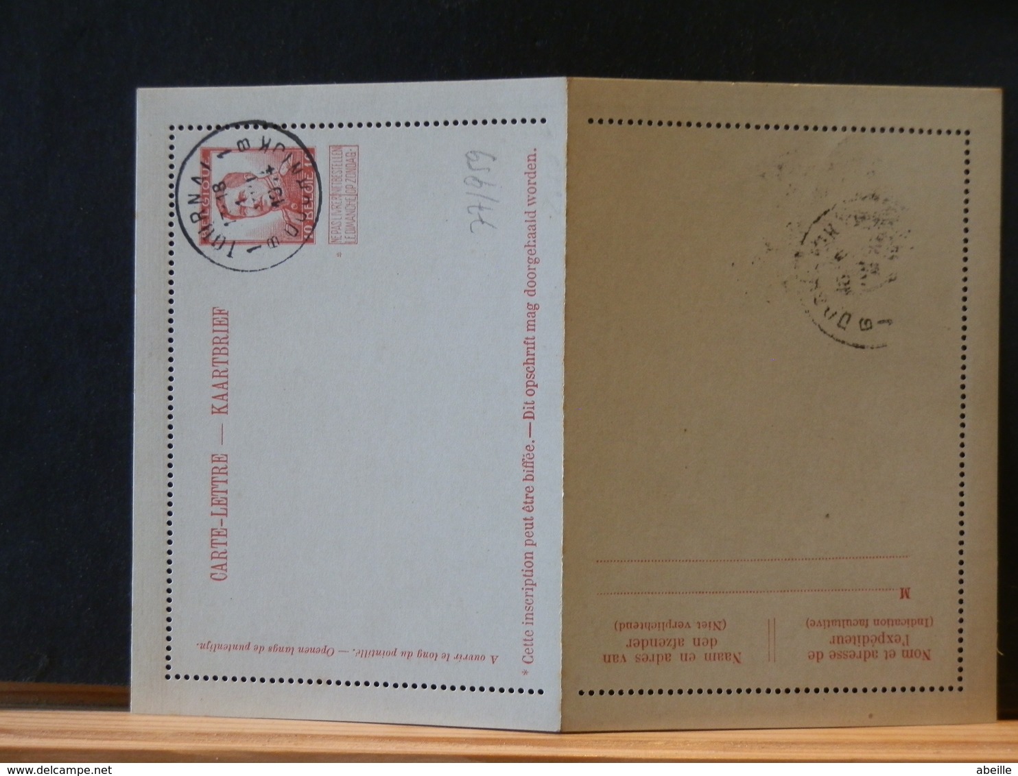 77/959   CARTE-LETTRE 1914 OBL. TOURNAI - Buste-lettere