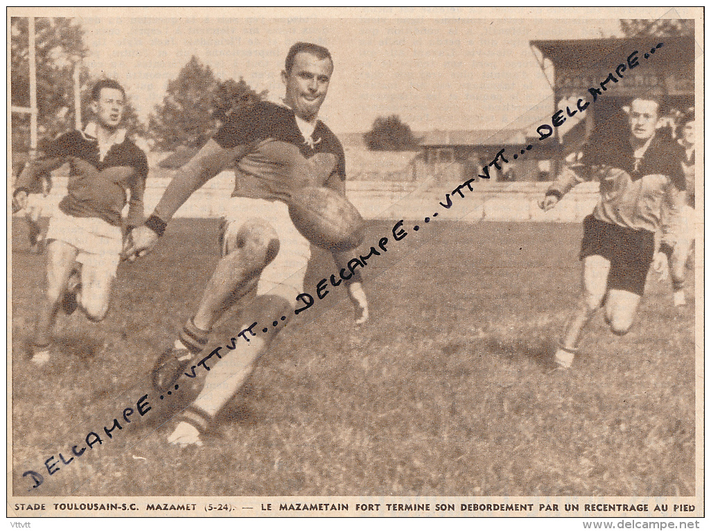 RUGBY : PHOTO, CHALLENGE YVES-DU-MANOIR, STADE TOULOUSAIN - MAZAMET (5-24), FORT, COUPURE REVUE (1957) - Collections