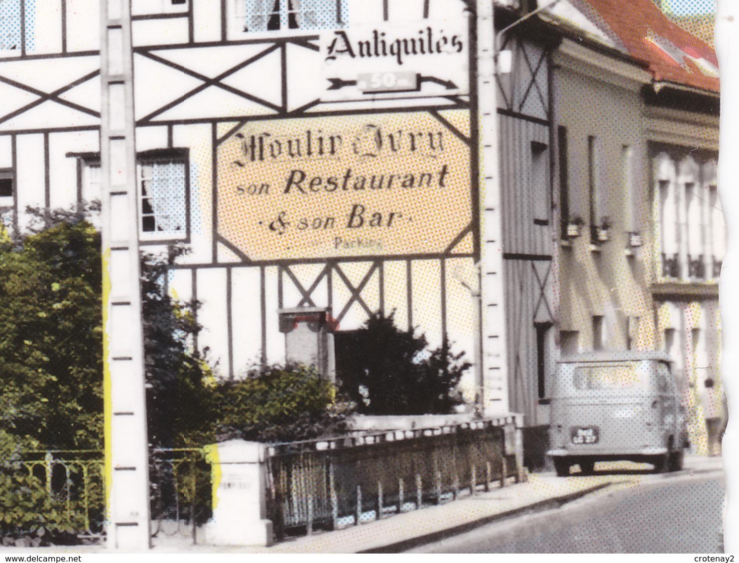 27 Ivry La Bataille N°23 Le Moulin D'Ivry En 1971 VOIR ZOOM Enseigne Antiquités Bar Restaurant Et Renault Estafette - Ivry-la-Bataille