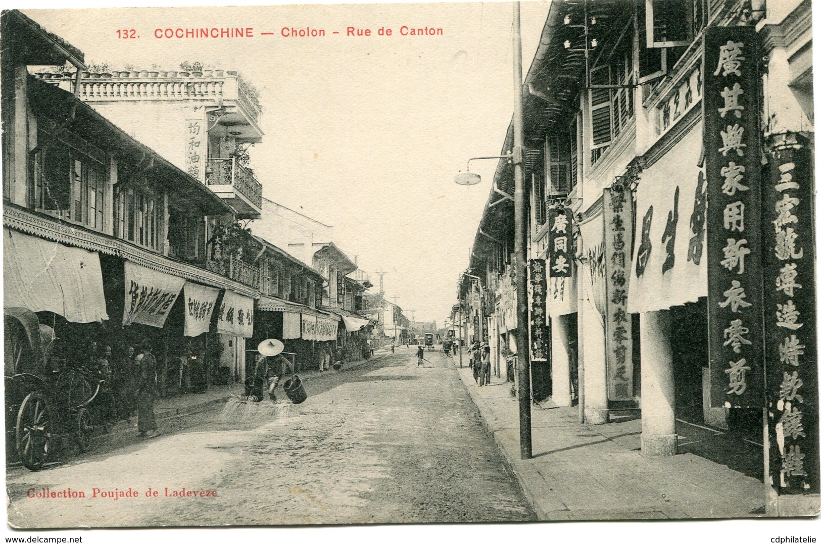 INDOCHINE CARTE POSTALE DE COCHINCHINE -CHOLON -RUE DE CANTON AYANT VOYAGEE - Lettres & Documents