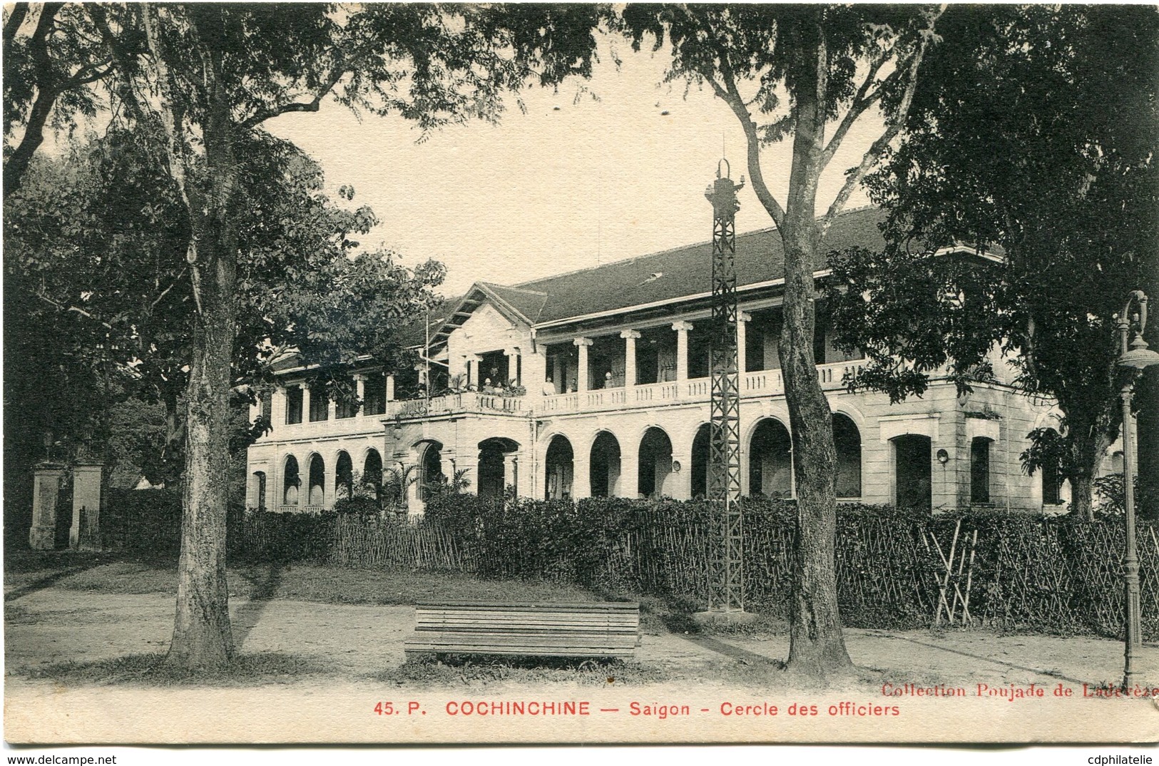 INDOCHINE CARTE POSTALE DE COCHINCHINE -SAIGON -CERCLE DES OFFICIERS AYANT VOYAGEE - Lettres & Documents