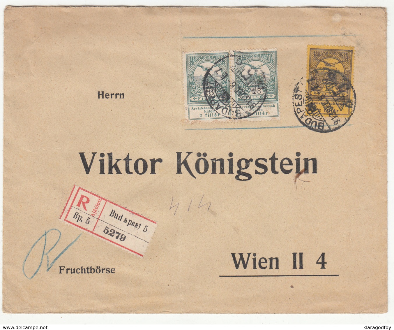 Viktor Königstein Preprinted Letter Cover Travelled Registered 1913 To Wien B180625 - Covers & Documents