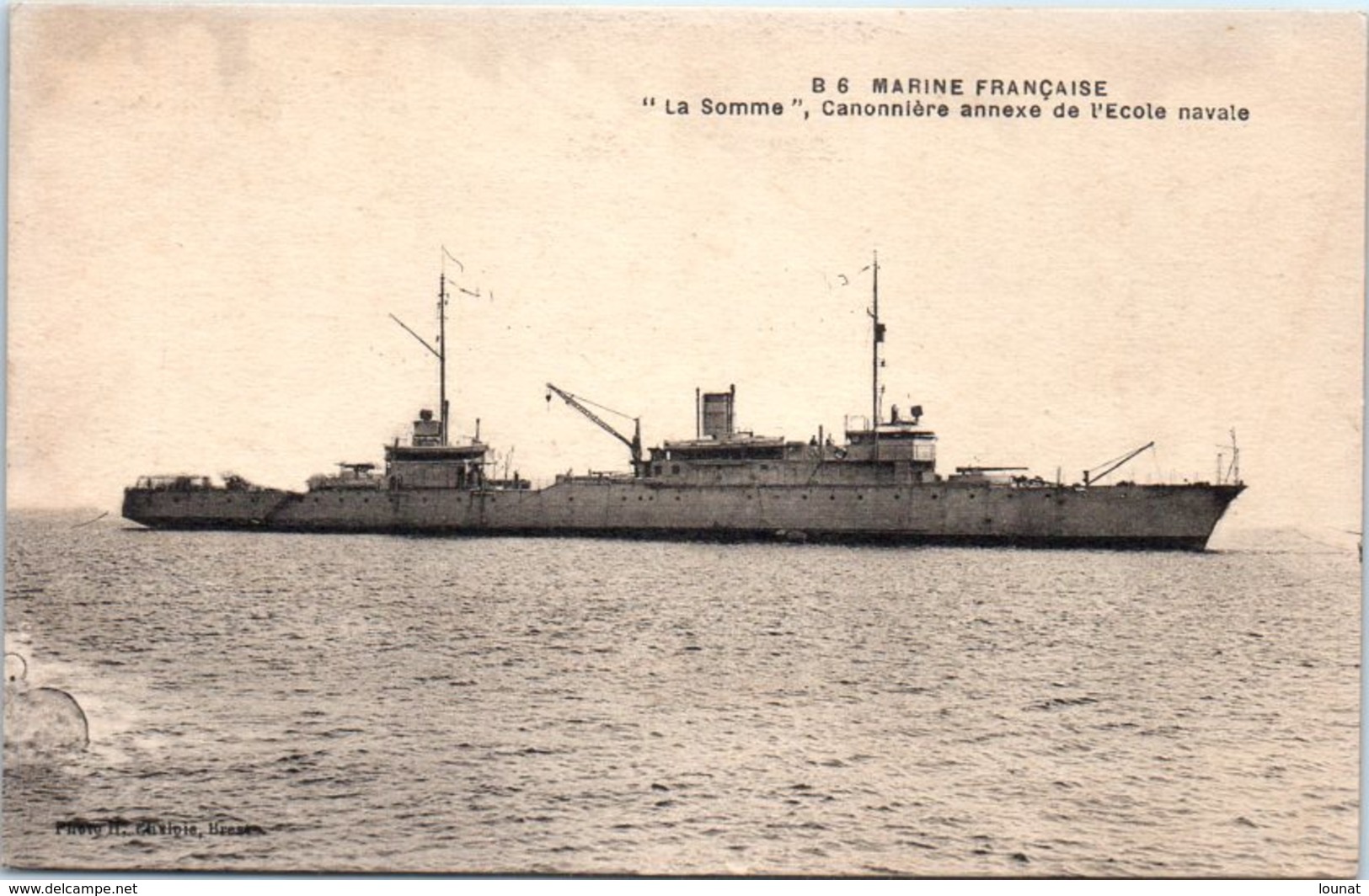 Bâteau - Marine Française - La Somme, Canonnière Annexe De L'Ecole Navale - Guerre