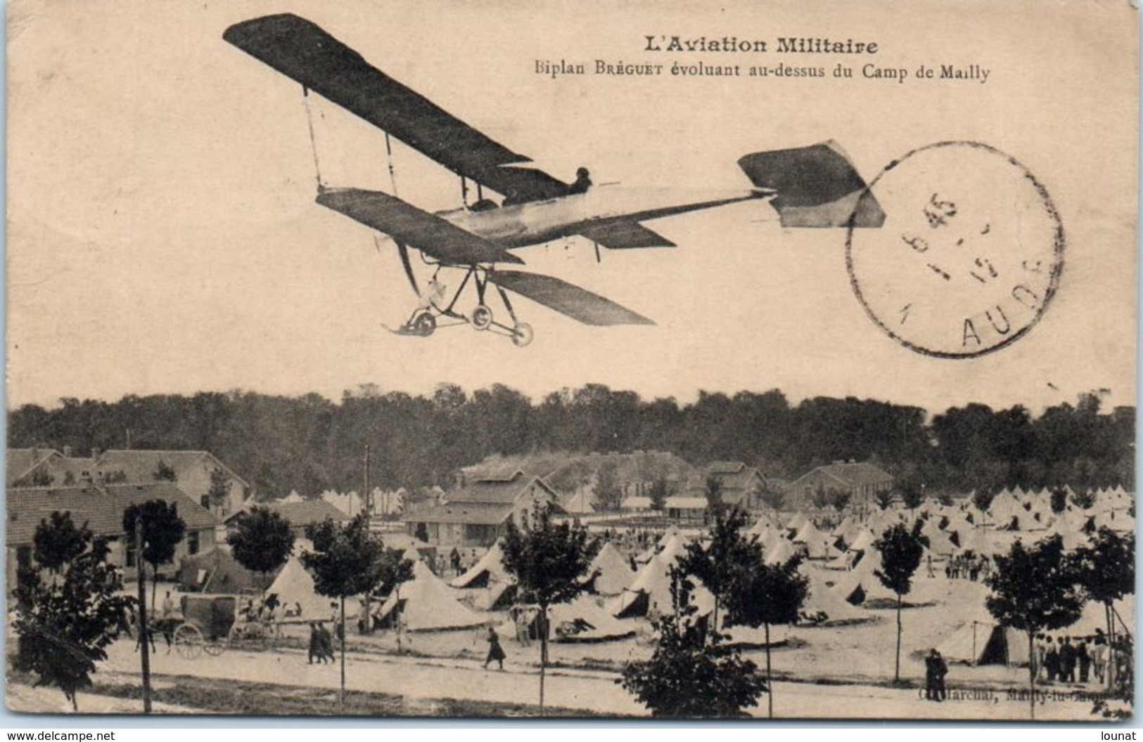 Avion - L'aviation Militaire - Biplan Bréguet évoluant Au-dessus Du Camp De Mailly (pli Coin Droit) - 1914-1918: 1ste Wereldoorlog