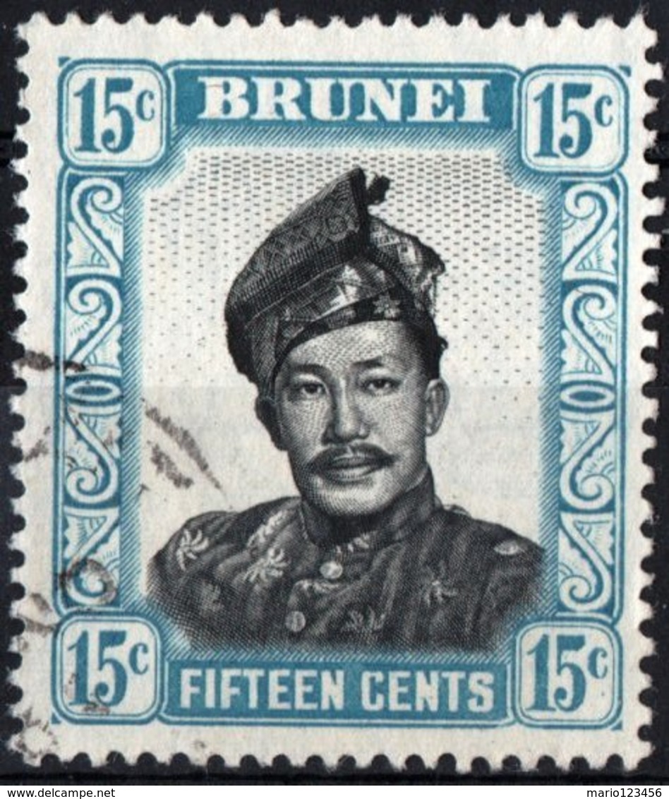 BRUNEI, COMMEMORATIVO, SULTANO SAIFUDDIN, 1952, FRANCOBOLLO USATO Michel 86   Scott 91 - Brunei (...-1984)