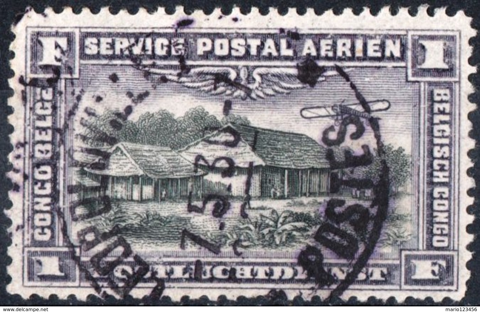 CONGO BELGA, BELGIAN CONGO, COLONIA BELGA, POSTA AEREA, AIRMAIL, 1934,  USATO Michel 43   Scott C2 - Usati