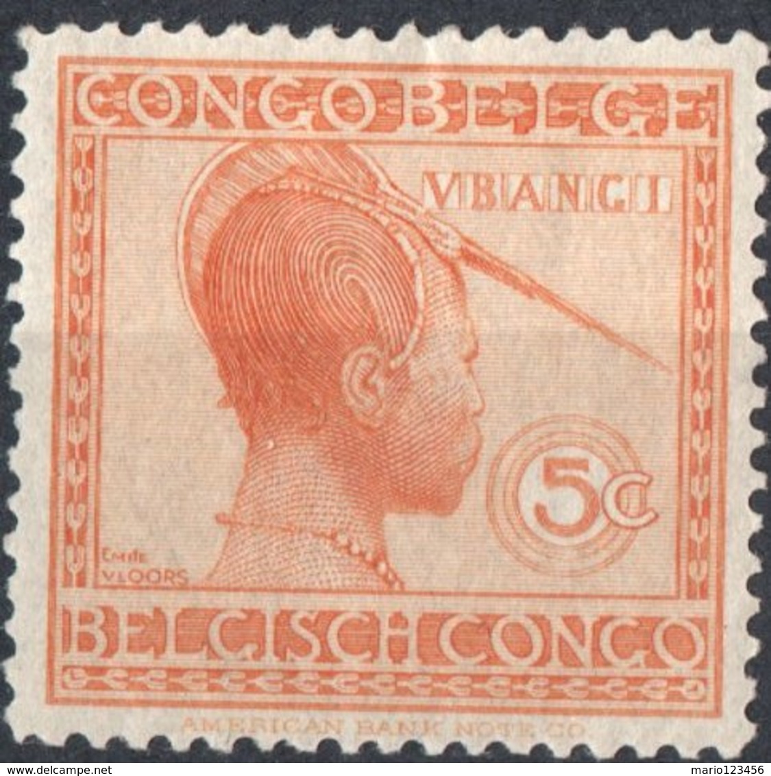 CONGO BELGA, BELGIAN CONGO, COLONIA BELGA, USI E COSTUMI, 1923, FRANCOBOLLO NUOVO (MLH*) Michel 66   Scott 88 - Nuovi