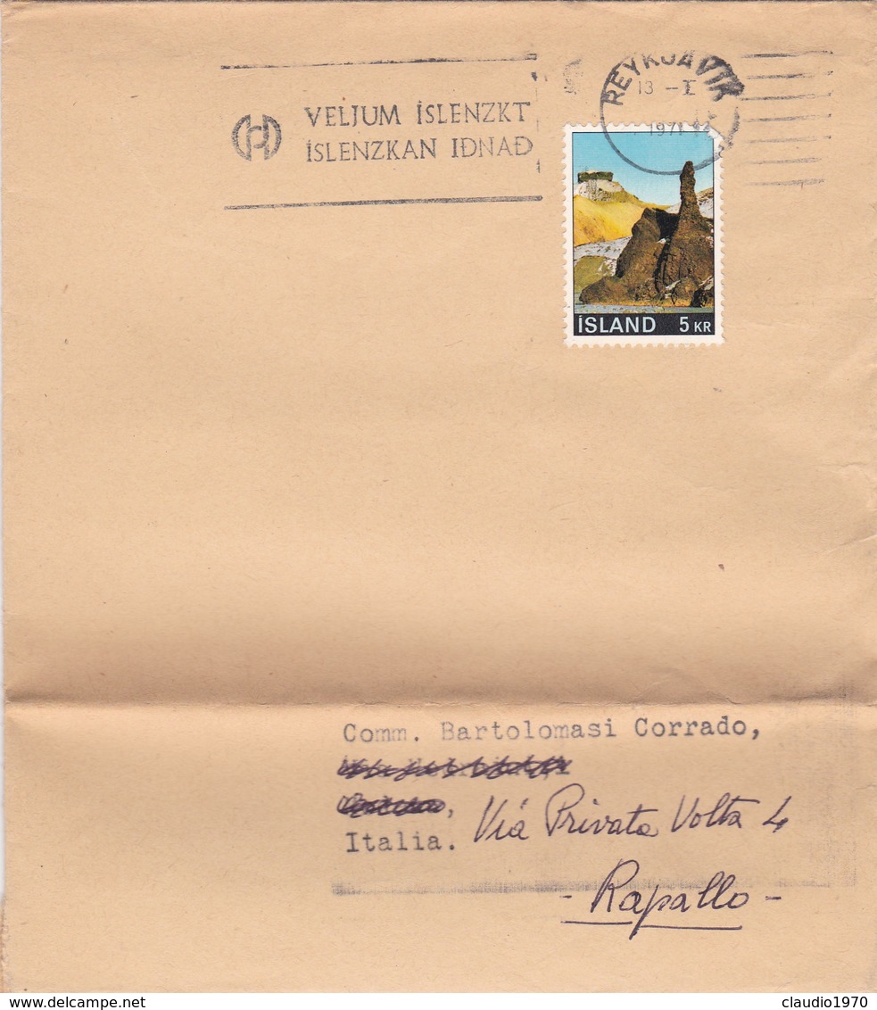 BUSTA VIAGGIATA  - ISLANDA - DESTINAZIONE RAPALLO ( ITALIA ) 1971 - Storia Postale