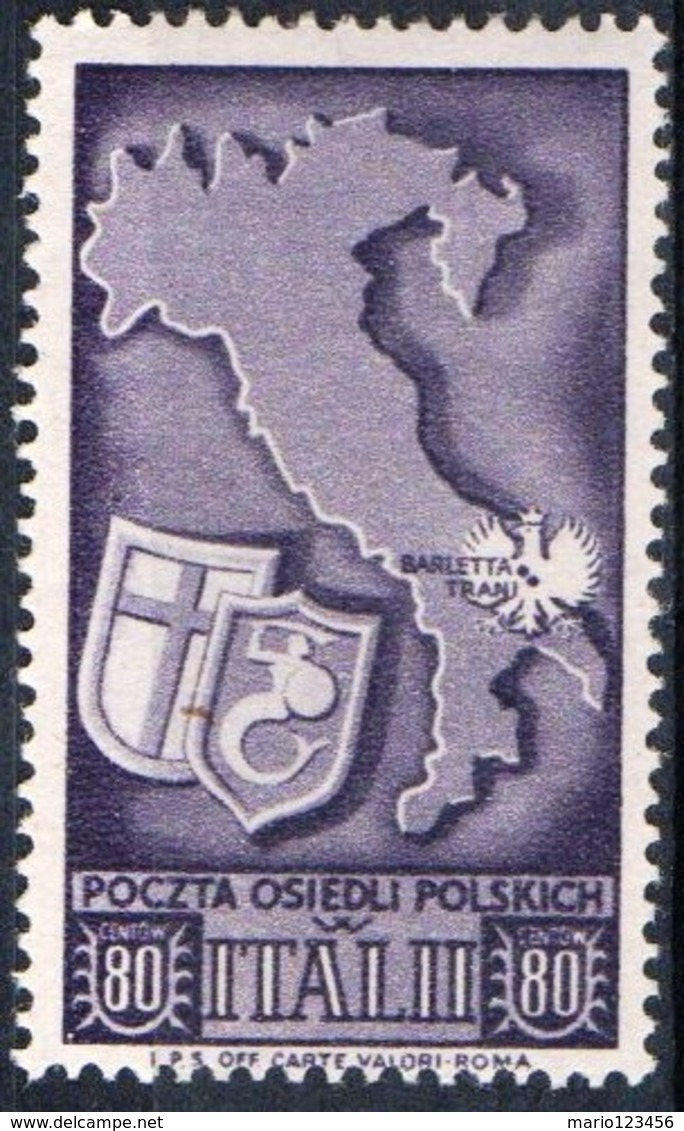ITALIA, ITALY, OCCUPAZIONE, CORPO POLACCO, 1946, FRANCOBOLLO NUOVO (MLH*) Un. 22    Sas. 22 - 1946-47 Corpo Polacco Period
