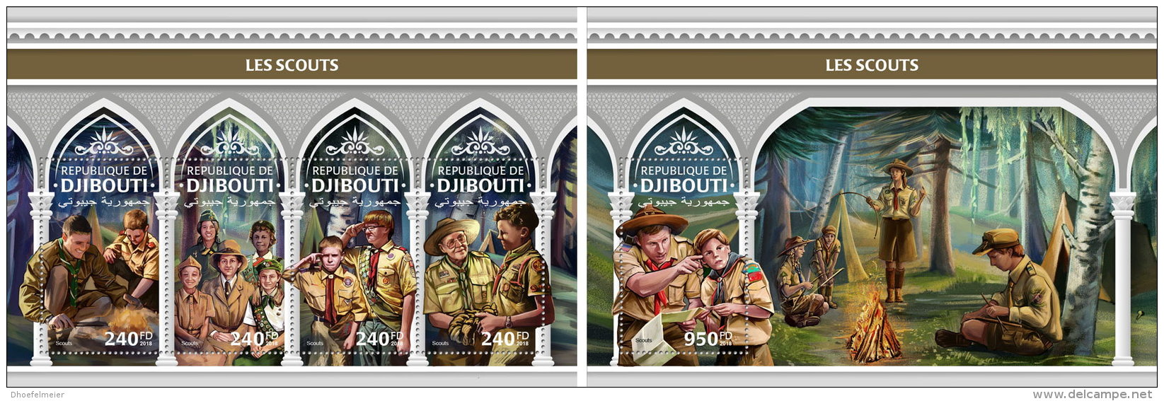 DJIBOUTI 2018 MNH** Scouts Pfadfinder M/S+S/S - OFFICIAL ISSUE - DH1824 - Nuevos