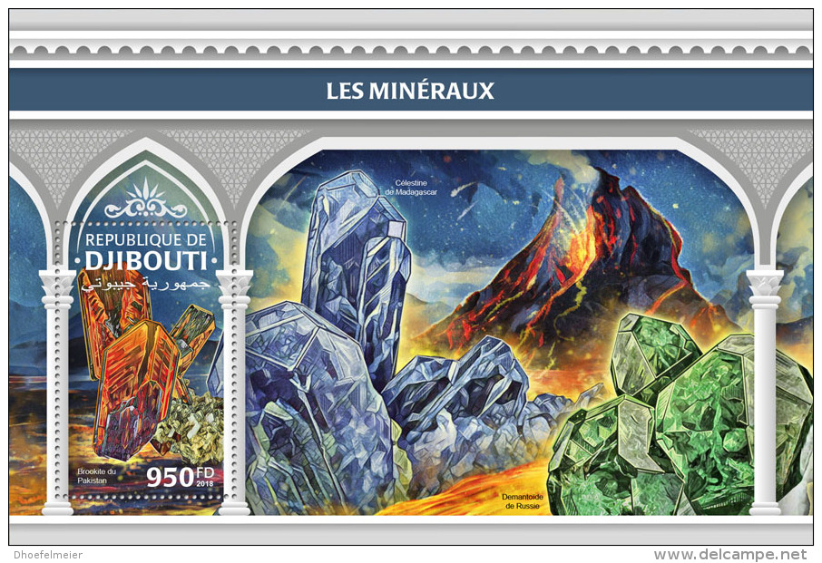 DJIBOUTI 2018 MNH** Minerals Mineralien Mineraux S/S - IMPERFORATED - DH1824 - Minéraux